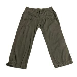Old Navy Womens Size 10 Olive Green Mid Rise Crop Pants Zip Fly Lightweight Pant